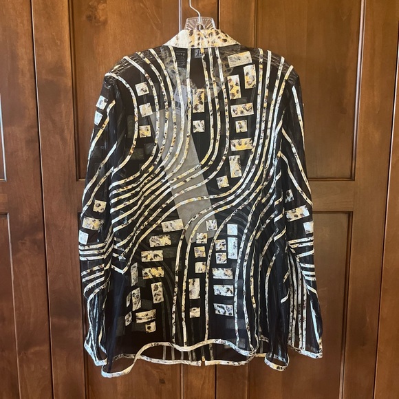 NWT Berek Black/Gold Partially Sheer Party Jacket with Zipper Closure, Size XL - Picture 2 of 5